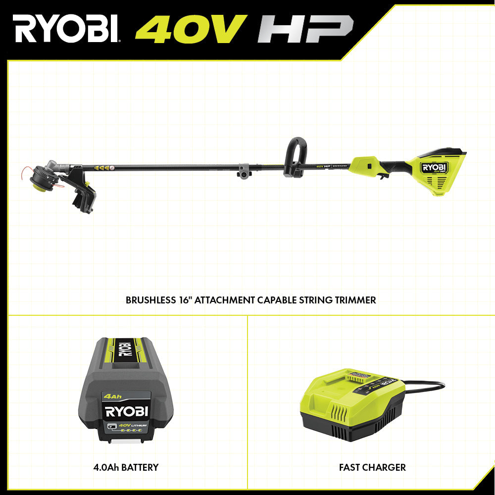 40V HP BRUSHLESS 16" CARBON FIBER SHAFT STRING TRIMMER KIT Image 3