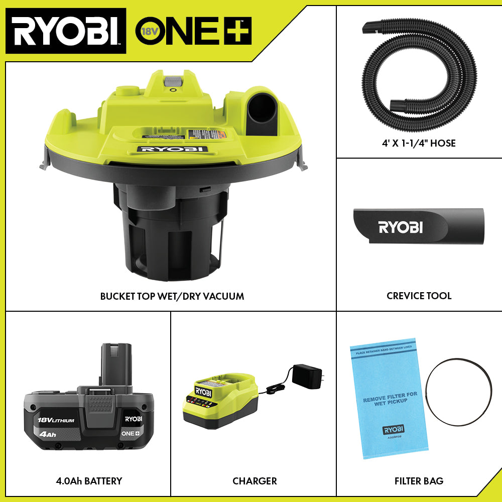 18V ONE+ BUCKET TOP WET/DRY VACUUM KIT Image 2