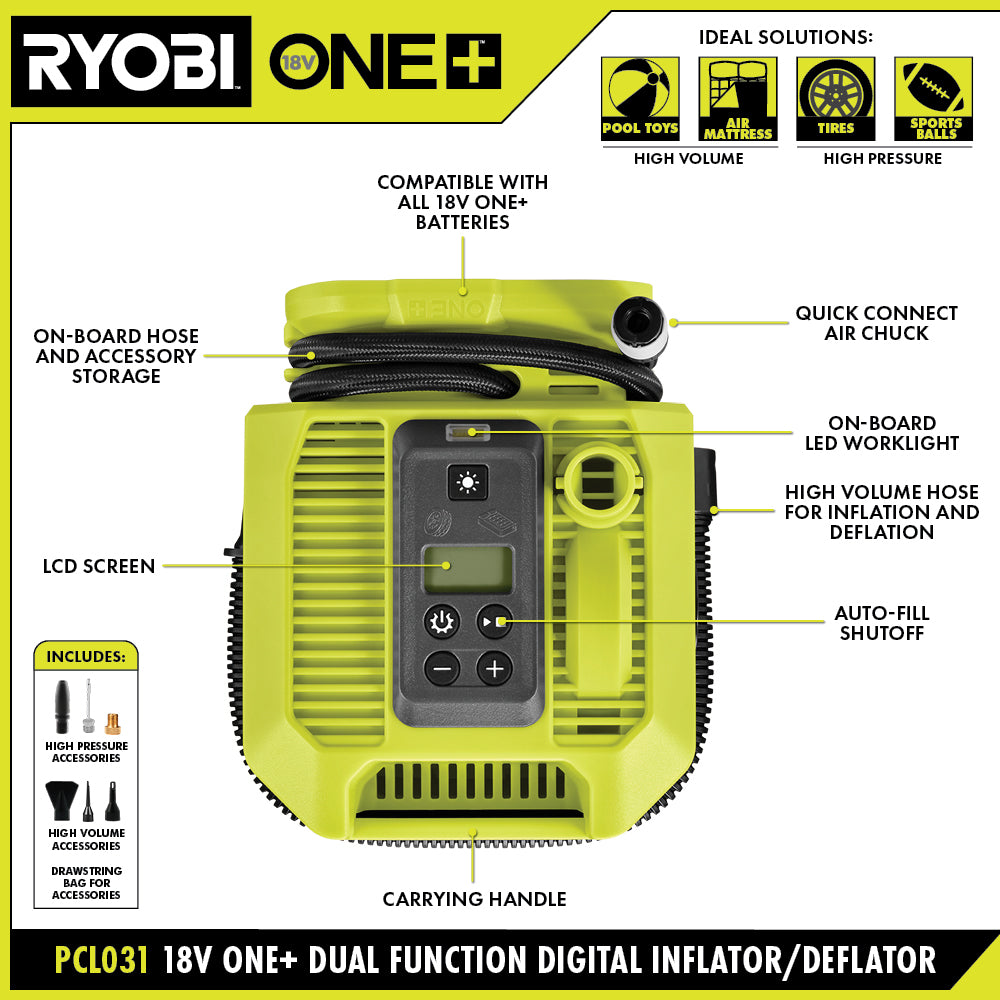 18V ONE+ DUAL FUNCTION DIGITAL INFLATOR/DEFLATOR Image 3