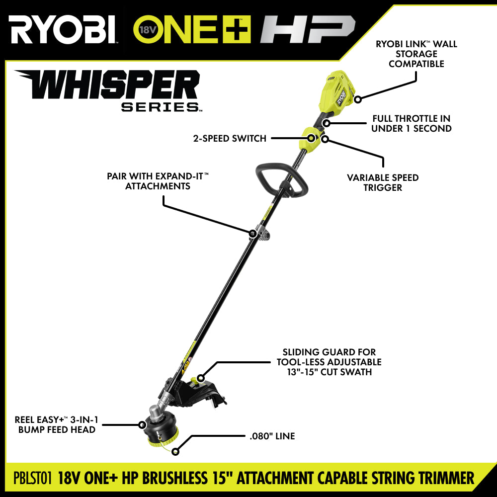 18V ONE+ HP Brushless 15" Attachment Capable String Trimmer
