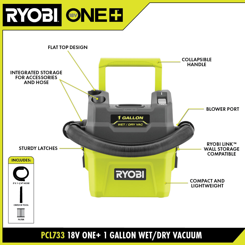 18V ONE+ 1 GALLON WET/DRY VACUUM Image 2