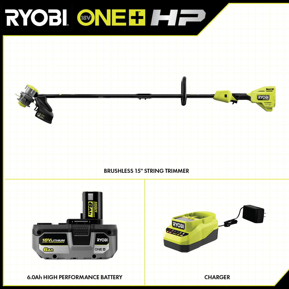 18V ONE+ HP BRUSHLESS WHISPER SERIES 15" STRING TRIMMER KIT Image 2